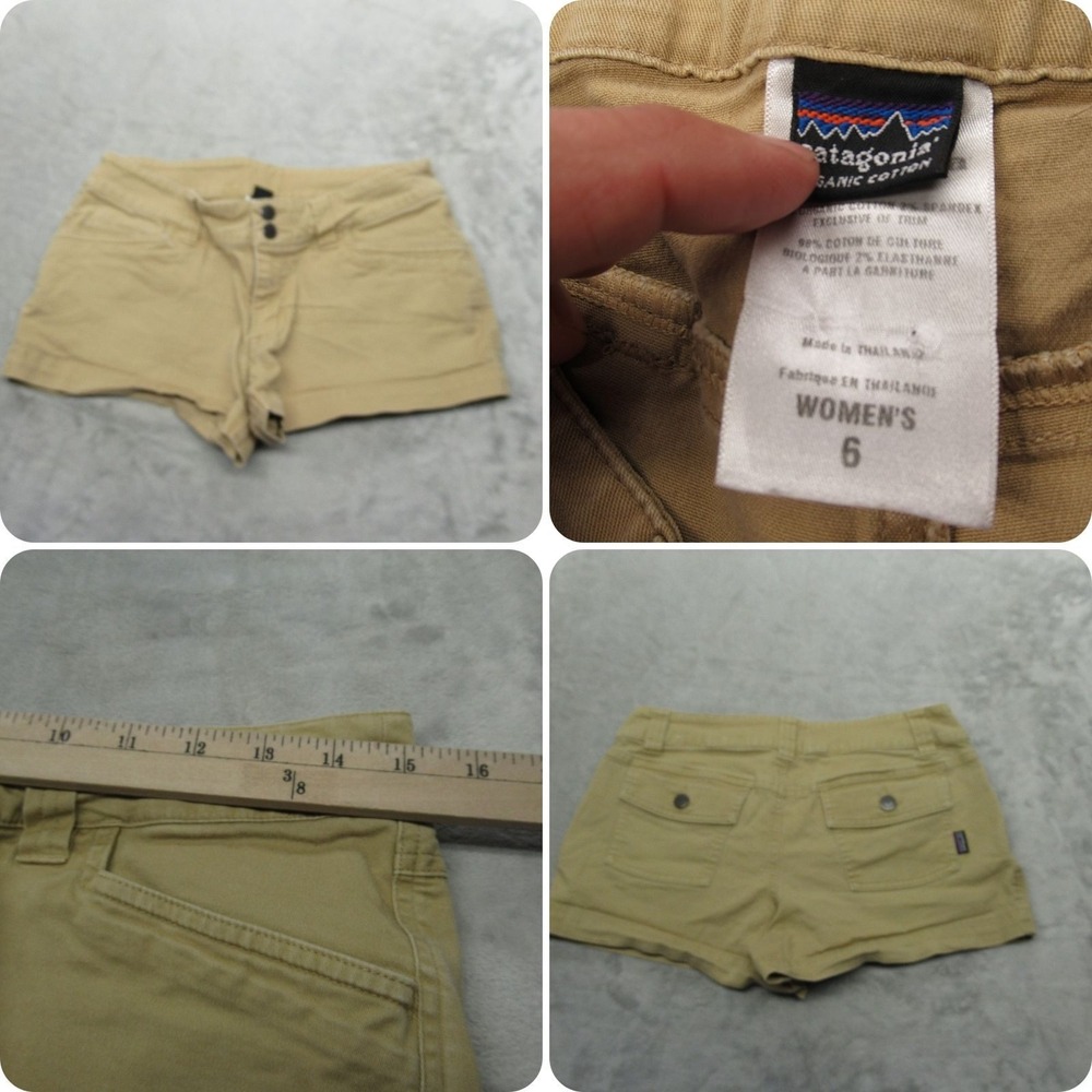 Patagonia Shorts Womens 6 Beige‎ Zip Fly Flat Front Flap Pockets Casual Outdoor